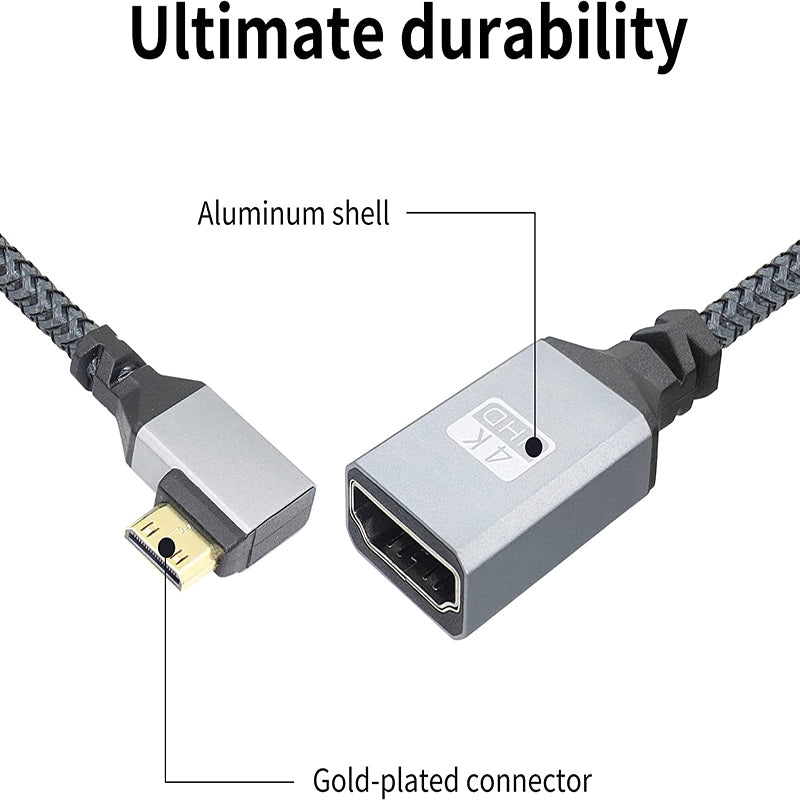 HDMI Female to Mini HDMI Male Adapter 4K/60Hz UHD HDMI Converter Nylon Braided Cable HDMI Female to Mini HDMI Male Adapter 4K/60Hz UHD HDMI Converter Nylon Braided Cable